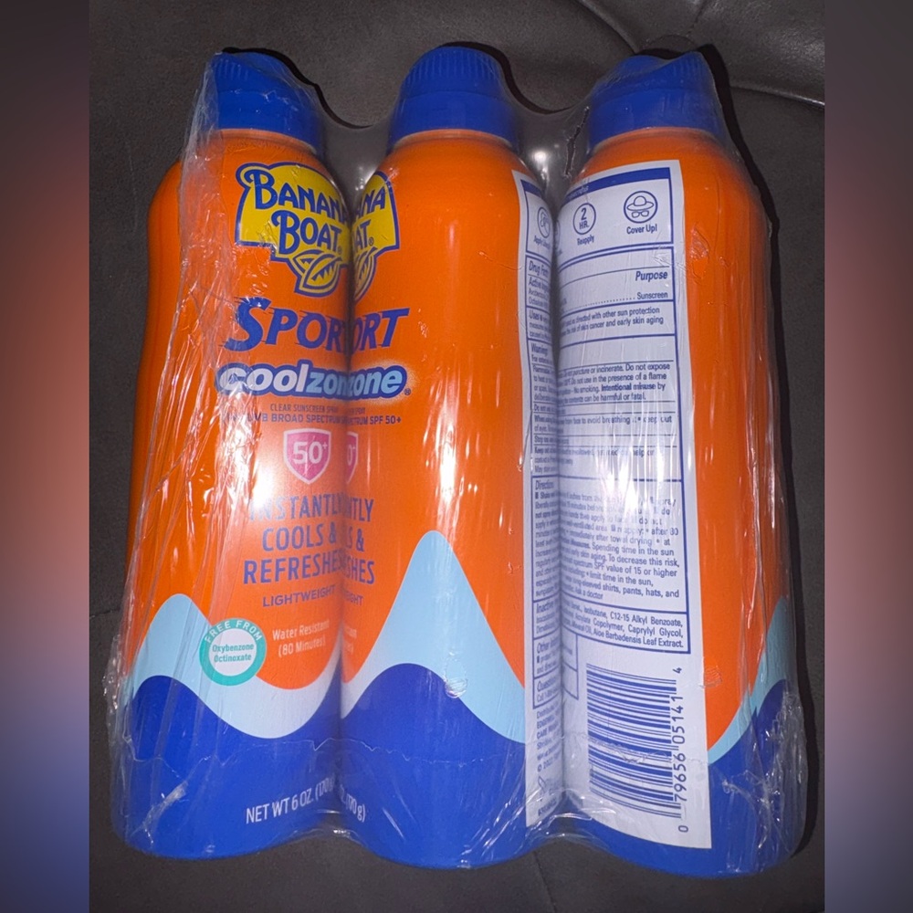 3 Pack Banana Boat Sport CoolZone SPF 50+ Sunscreen Spray 6 oz Exp 2/27